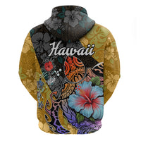 Hawaii Polynesian Hoodie Turtles and Hibiscus Flower Gradient Pattern - Wonder Print Shop