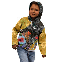 Hawaii Polynesian Kid Hoodie Turtles and Hibiscus Flower Gradient Pattern - Wonder Print Shop