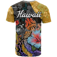 Hawaii Polynesian T Shirt Turtles and Hibiscus Flower Gradient Pattern - Wonder Print Shop