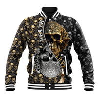 Skull Pattern Baseball Jacket Love and Death - Wonder Print Shop