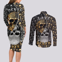 Skull Pattern Couples Matching Long Sleeve Bodycon Dress and Long Sleeve Button Shirts Love and Death - Wonder Print Shop