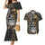 Skull Pattern Couples Matching Mermaid Dress and Hawaiian Shirt Love and Death - Wonder Print Shop