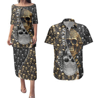 Skull Pattern Couples Matching Puletasi Dress and Hawaiian Shirt Love and Death - Wonder Print Shop
