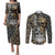 Skull Pattern Couples Matching Puletasi Dress and Long Sleeve Button Shirts Love and Death - Wonder Print Shop