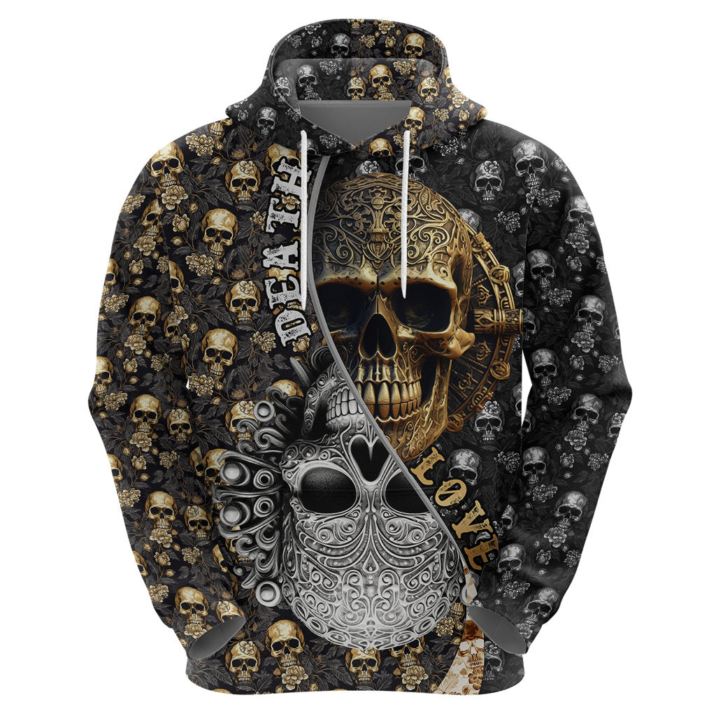 Skull Pattern Hoodie Love and Death - Wonder Print Shop