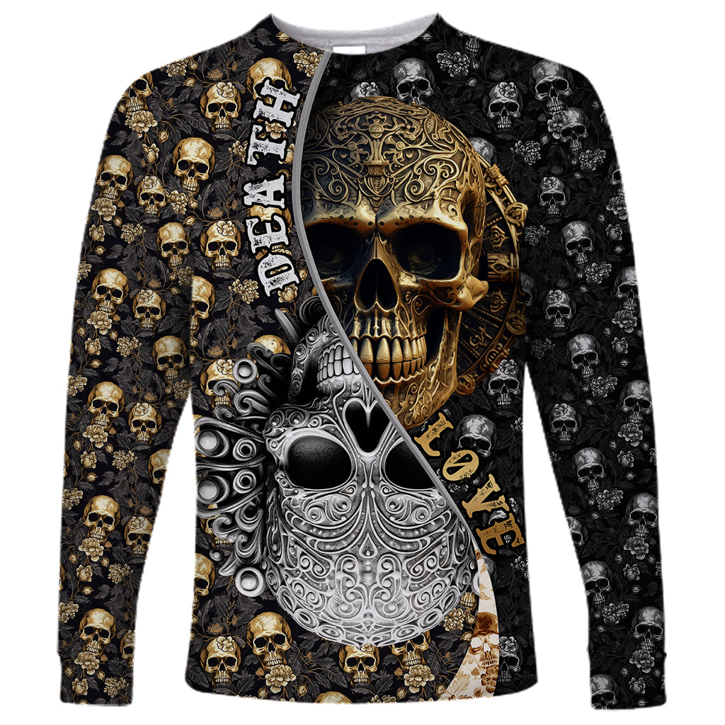 Skull Pattern Long Sleeve Shirt Love and Death - Wonder Print Shop