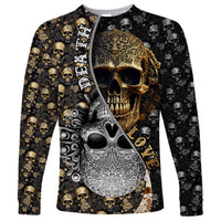 Skull Pattern Long Sleeve Shirt Love and Death - Wonder Print Shop