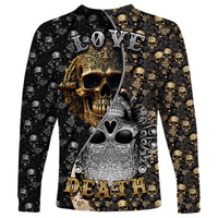 Skull Pattern Long Sleeve Shirt Love and Death - Wonder Print Shop