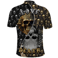 Skull Pattern Polo Shirt Love and Death - Wonder Print Shop