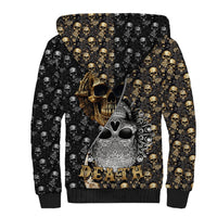 Skull Pattern Sherpa Hoodie Love and Death - Wonder Print Shop