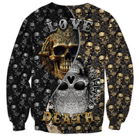 Skull Pattern Sweatshirt Love and Death - Wonder Print Shop