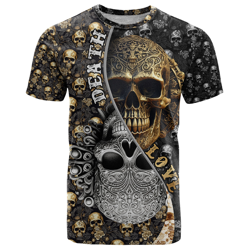Skull Pattern T Shirt Love and Death - Wonder Print Shop