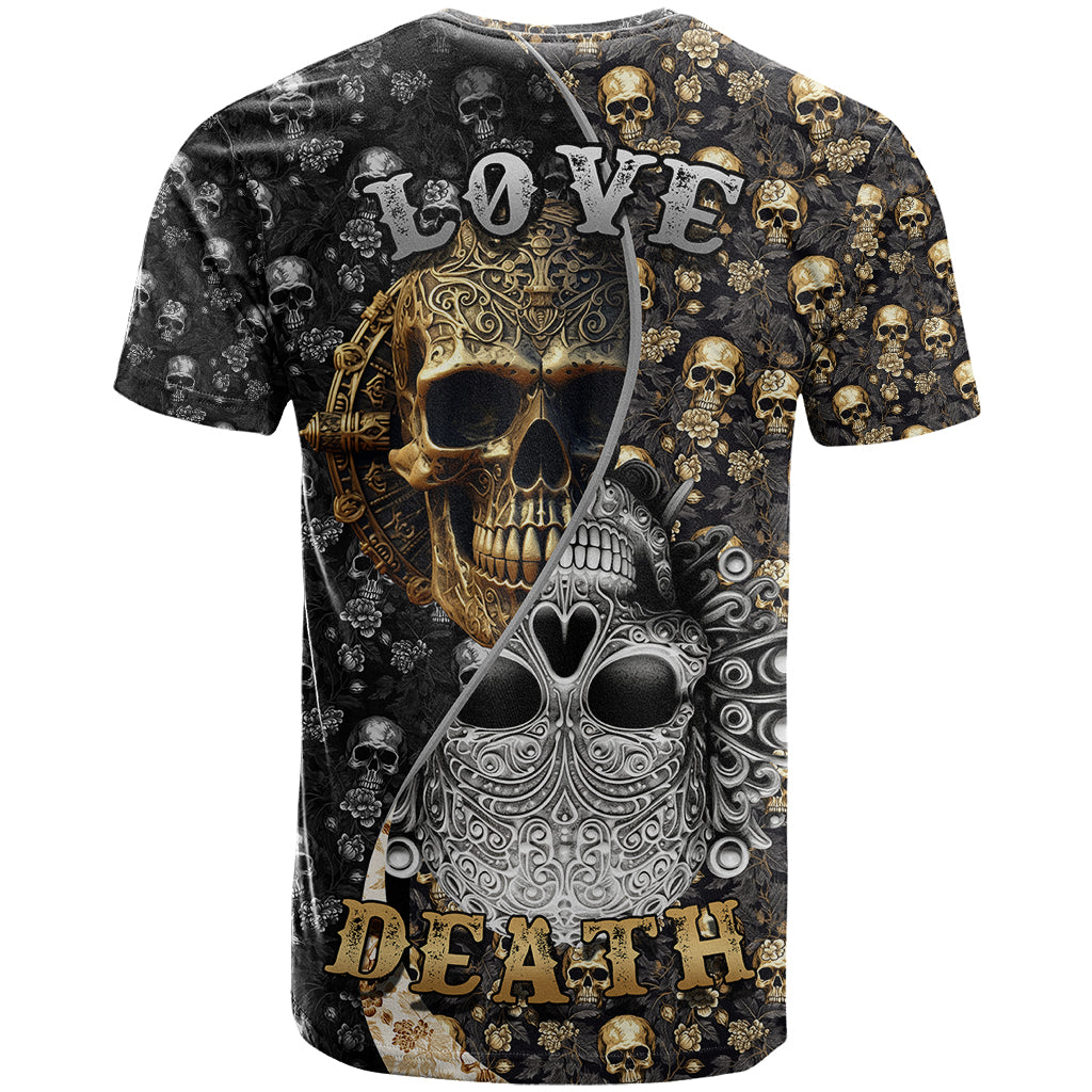 Skull Pattern T Shirt Love and Death - Wonder Print Shop