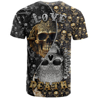 Skull Pattern T Shirt Love and Death - Wonder Print Shop