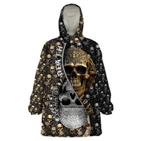 Skull Pattern Wearable Blanket Hoodie Love and Death - Wonder Print Shop