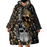 Skull Pattern Wearable Blanket Hoodie Love and Death - Wonder Print Shop