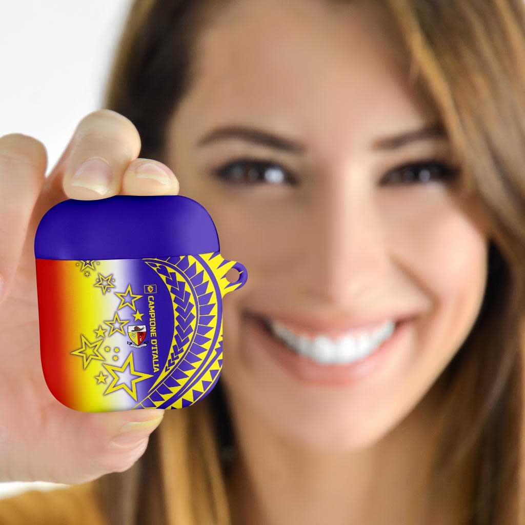 Campione d’Italia AirPods Case with Yellow Purple Star Design and Town Crest - Wonder Print Shop