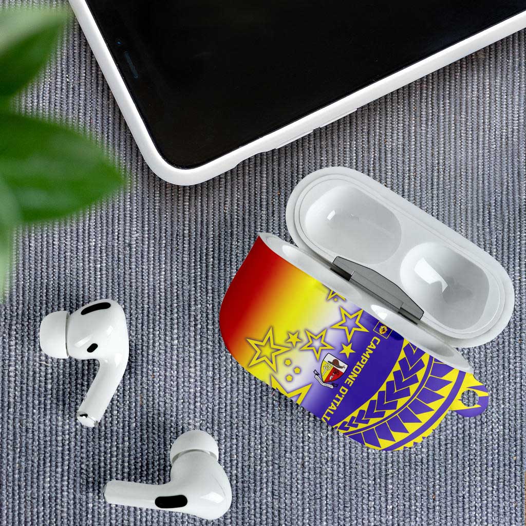 Campione d’Italia AirPods Case with Yellow Purple Star Design and Town Crest - Wonder Print Shop