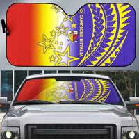 Campione d’Italia Auto Sun Shade with Yellow Purple Star Design and Town Crest - Wonder Print Shop