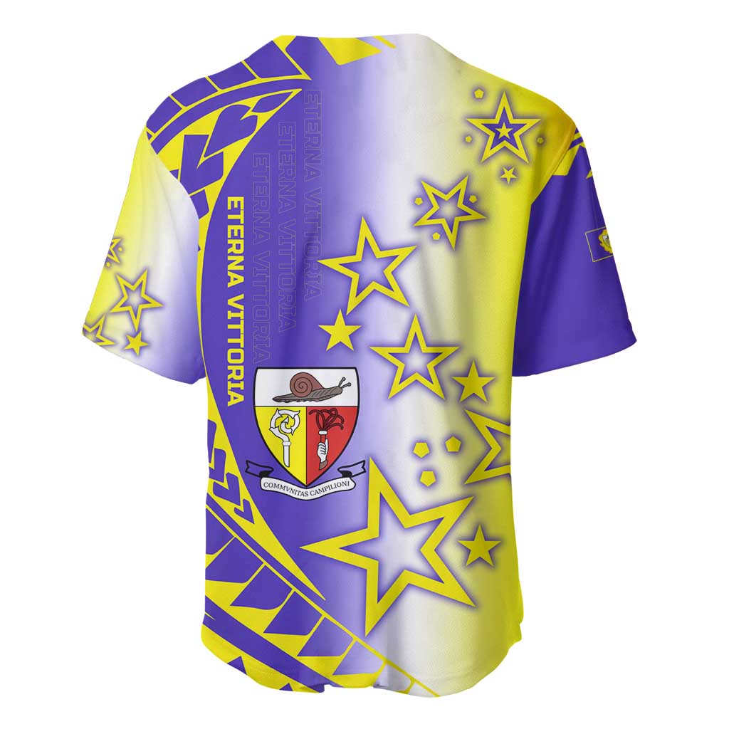 Campione d’Italia Baseball Jersey with Yellow Purple Star Design and Town Crest - Wonder Print Shop