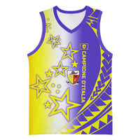 Campione d’Italia Basketball Jersey with Yellow Purple Star Design and Town Crest - Wonder Print Shop