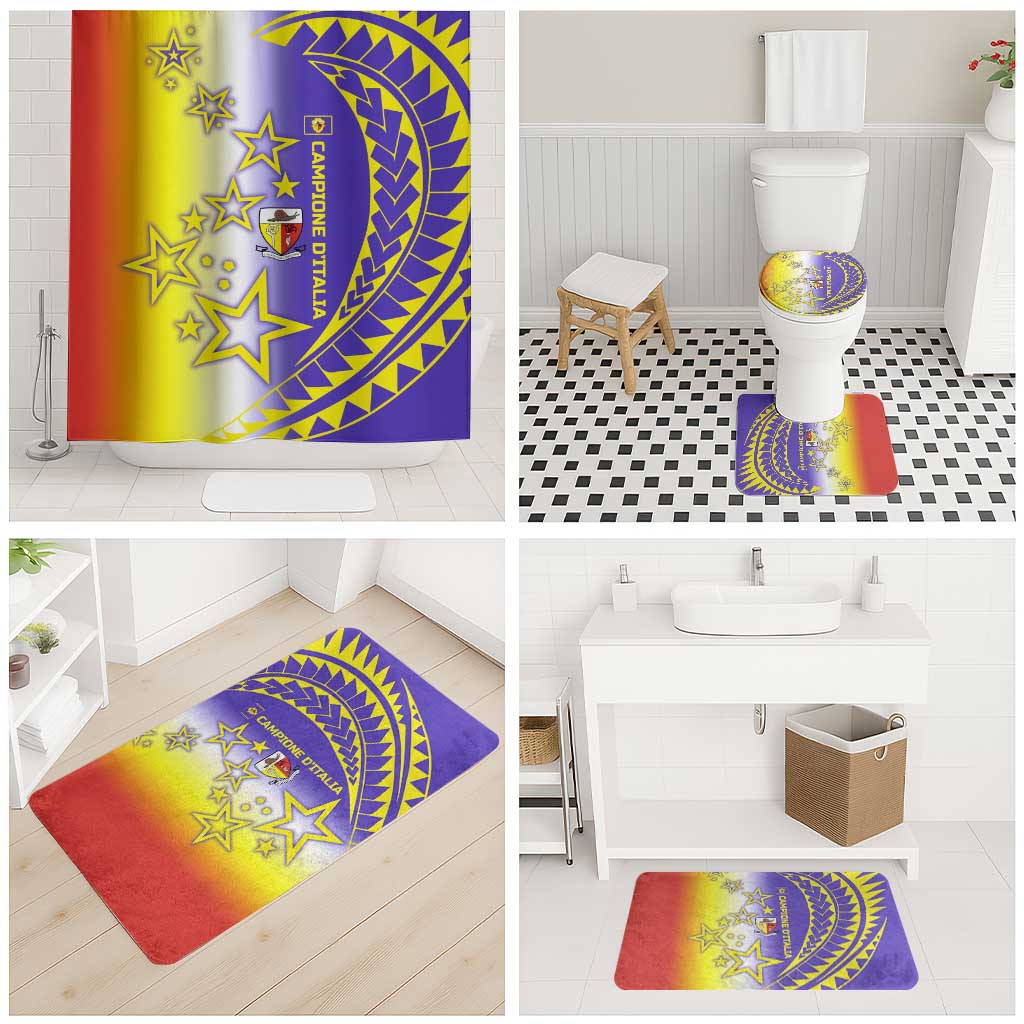 Campione d’Italia Bathroom Set with Yellow Purple Star Design and Town Crest - Wonder Print Shop