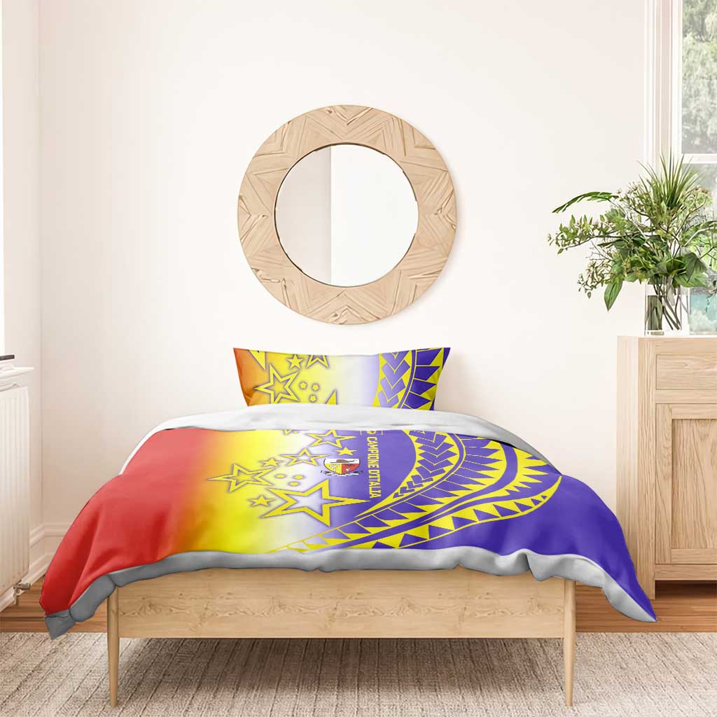 Campione d’Italia Bedding Set with Yellow Purple Star Design and Town Crest - Wonder Print Shop
