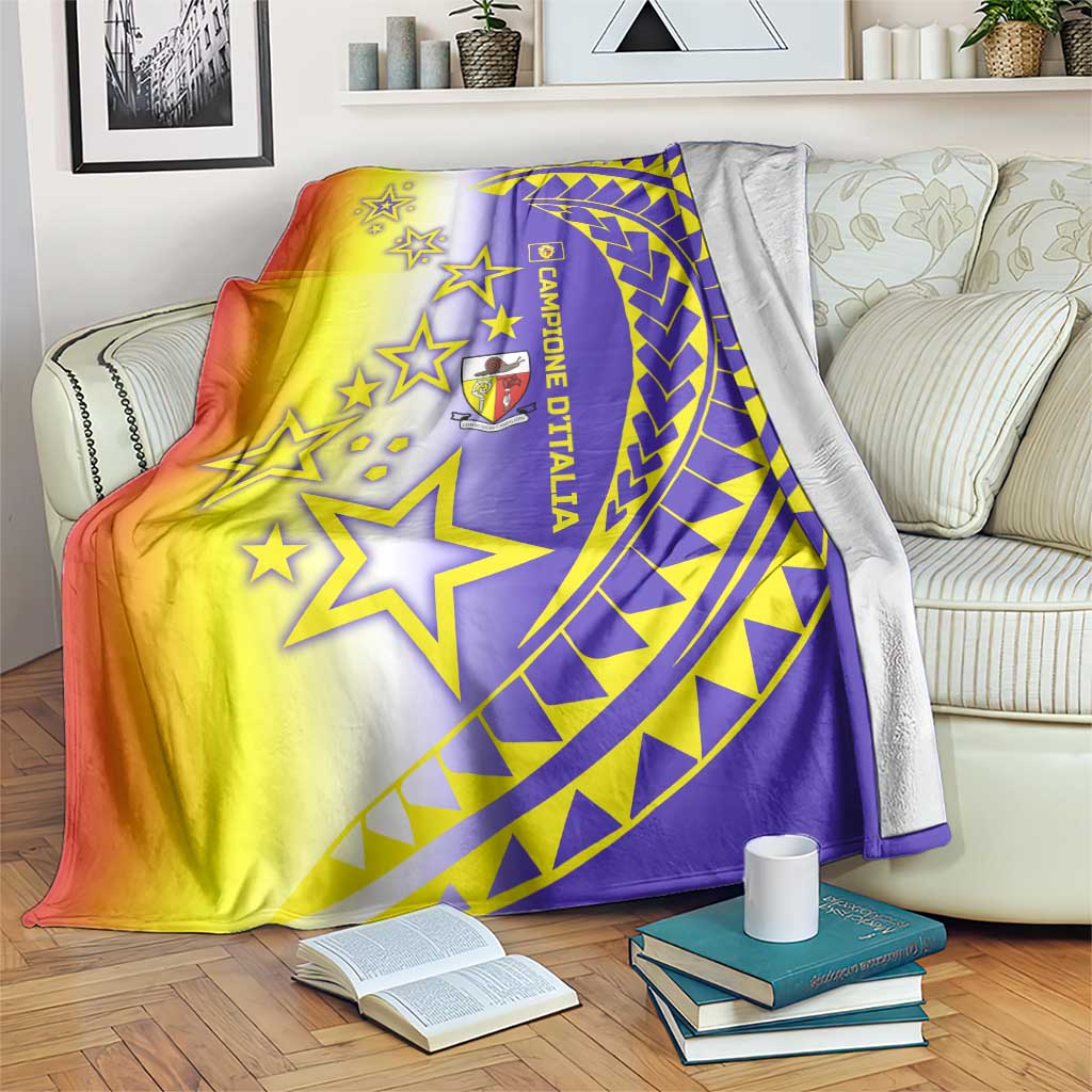 Campione d’Italia Blanket with Yellow Purple Star Design and Town Crest - Wonder Print Shop