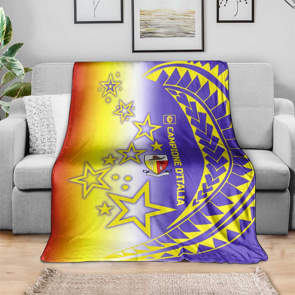 Campione d’Italia Blanket with Yellow Purple Star Design and Town Crest - Wonder Print Shop
