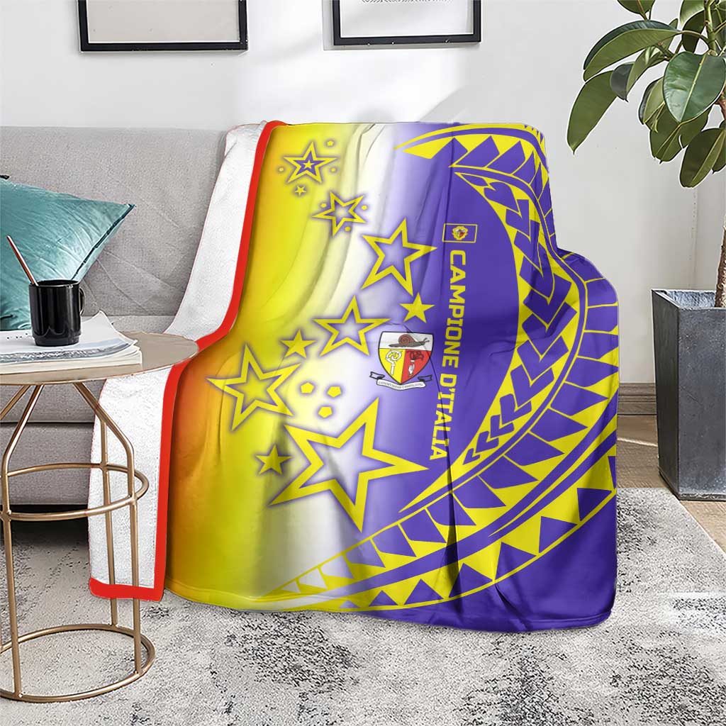 Campione d’Italia Blanket with Yellow Purple Star Design and Town Crest - Wonder Print Shop