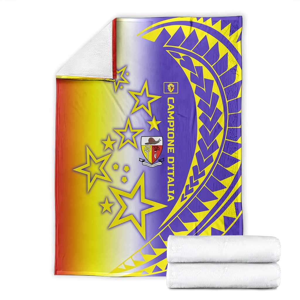 Campione d’Italia Blanket with Yellow Purple Star Design and Town Crest - Wonder Print Shop