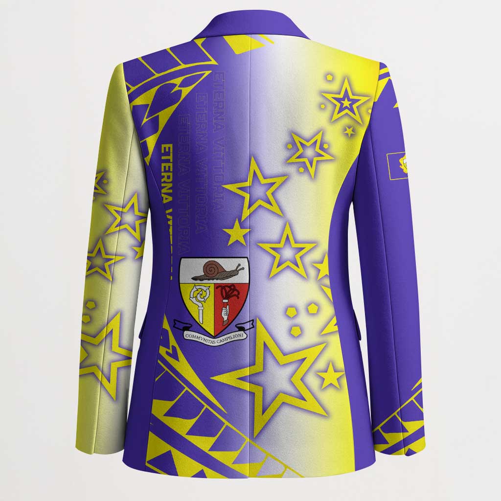 Campione d’Italia Blazer with Yellow Purple Star Design and Town Crest - Wonder Print Shop