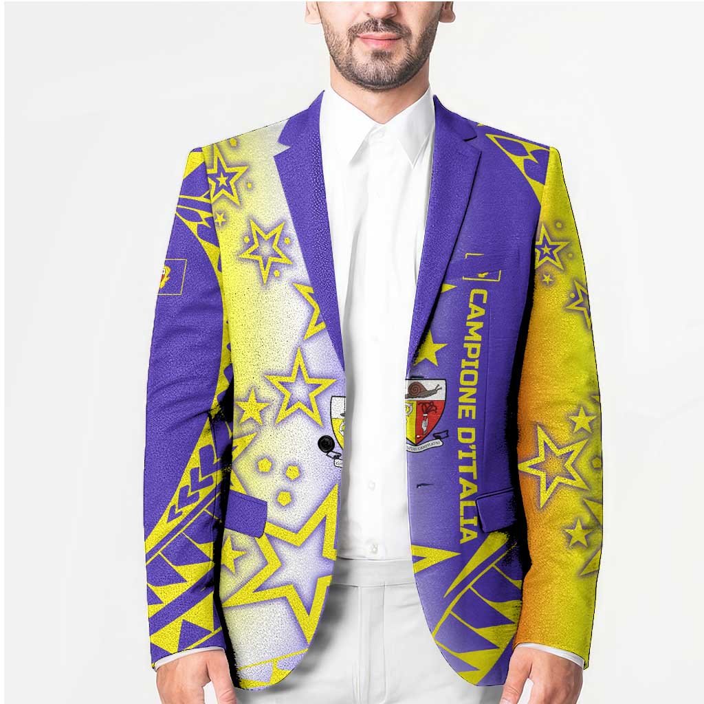 Campione d’Italia Blazer with Yellow Purple Star Design and Town Crest - Wonder Print Shop