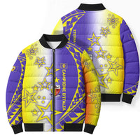 Campione d’Italia Bomber Puffer Jacket with Yellow Purple Star Design and Town Crest - Wonder Print Shop