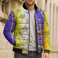 Campione d’Italia Bomber Puffer Jacket with Yellow Purple Star Design and Town Crest - Wonder Print Shop