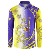 Campione d’Italia Button Sweatshirt with Yellow Purple Star Design and Town Crest - Wonder Print Shop