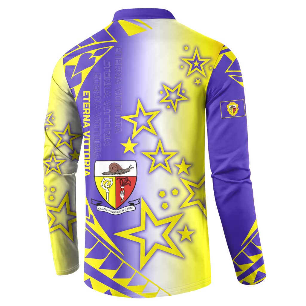Campione d’Italia Button Sweatshirt with Yellow Purple Star Design and Town Crest - Wonder Print Shop