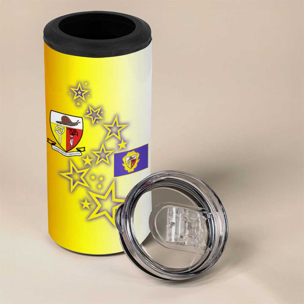 Campione d’Italia 4 in 1 Can Cooler Tumbler with Yellow Purple Star Design and Town Crest - Wonder Print Shop