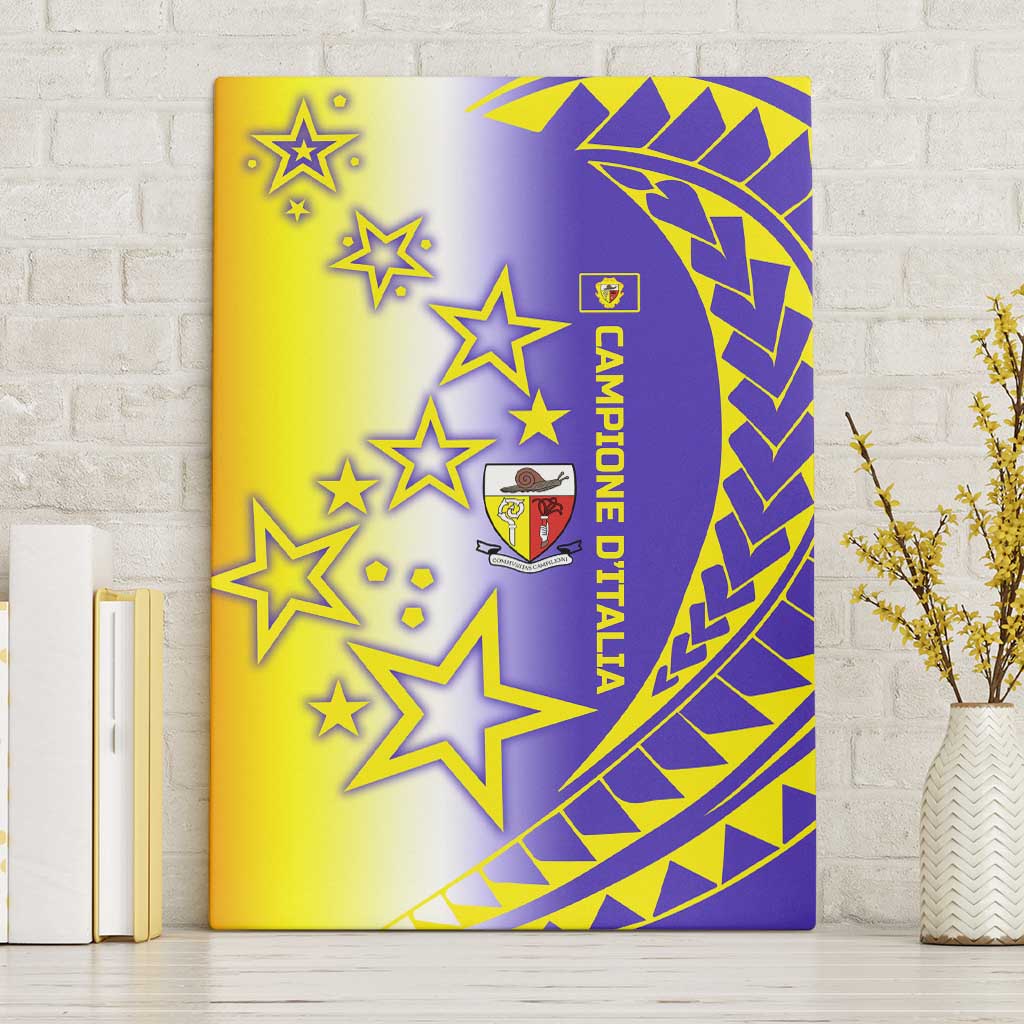 Campione d’Italia Canvas Wall Art with Yellow Purple Star Design and Town Crest - Wonder Print Shop