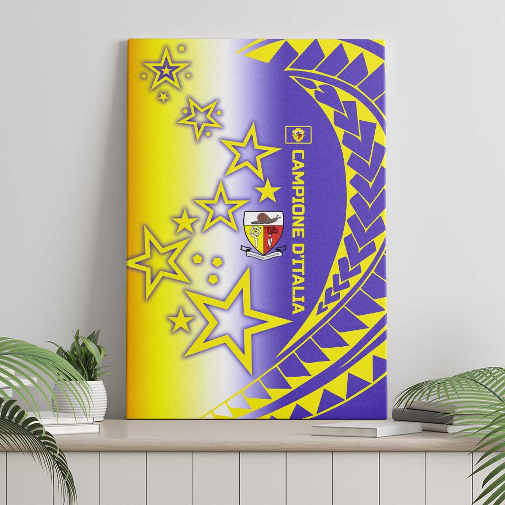 Campione d’Italia Canvas Wall Art with Yellow Purple Star Design and Town Crest - Wonder Print Shop