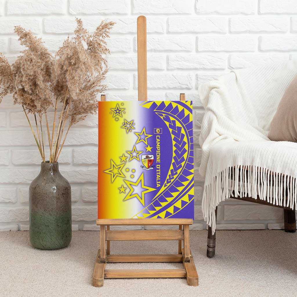 Campione d’Italia Canvas Wall Art with Yellow Purple Star Design and Town Crest - Wonder Print Shop