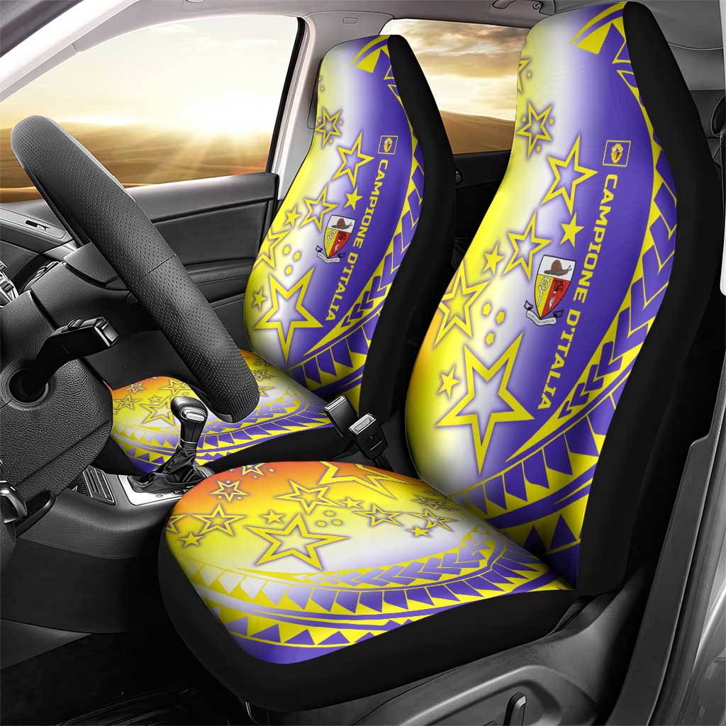 Campione d’Italia Car Seat Cover with Yellow Purple Star Design and Town Crest - Wonder Print Shop