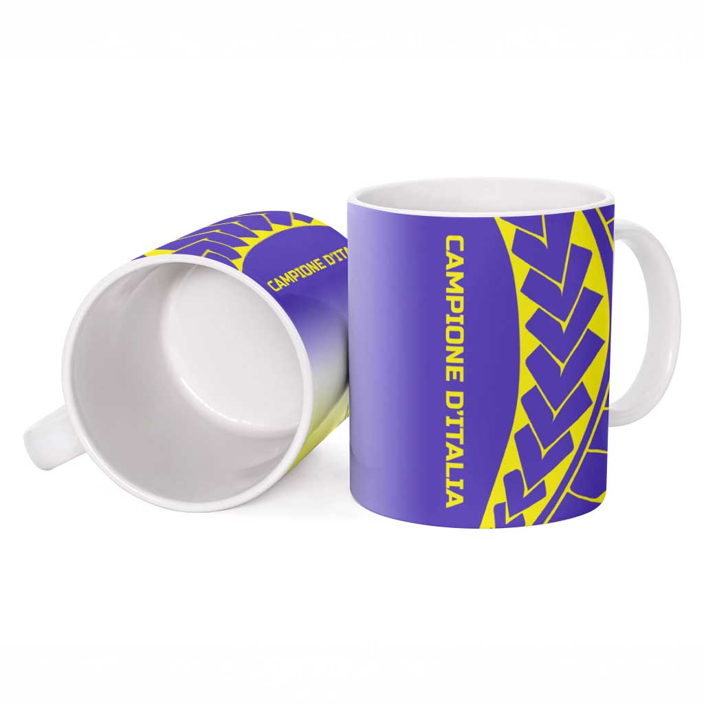 Campione d’Italia Ceramic Mug with Yellow Purple Star Design and Town Crest - Wonder Print Shop