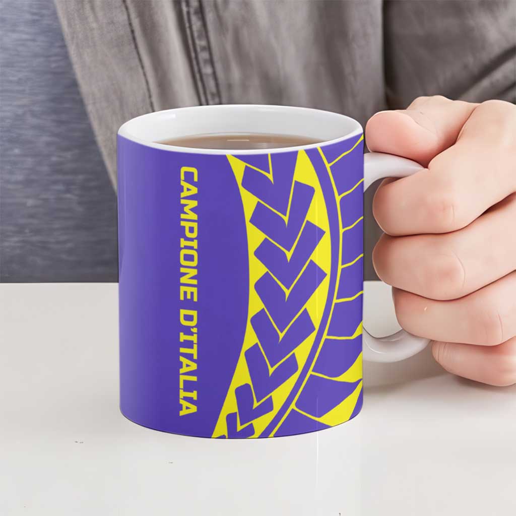 Campione d’Italia Ceramic Mug with Yellow Purple Star Design and Town Crest - Wonder Print Shop