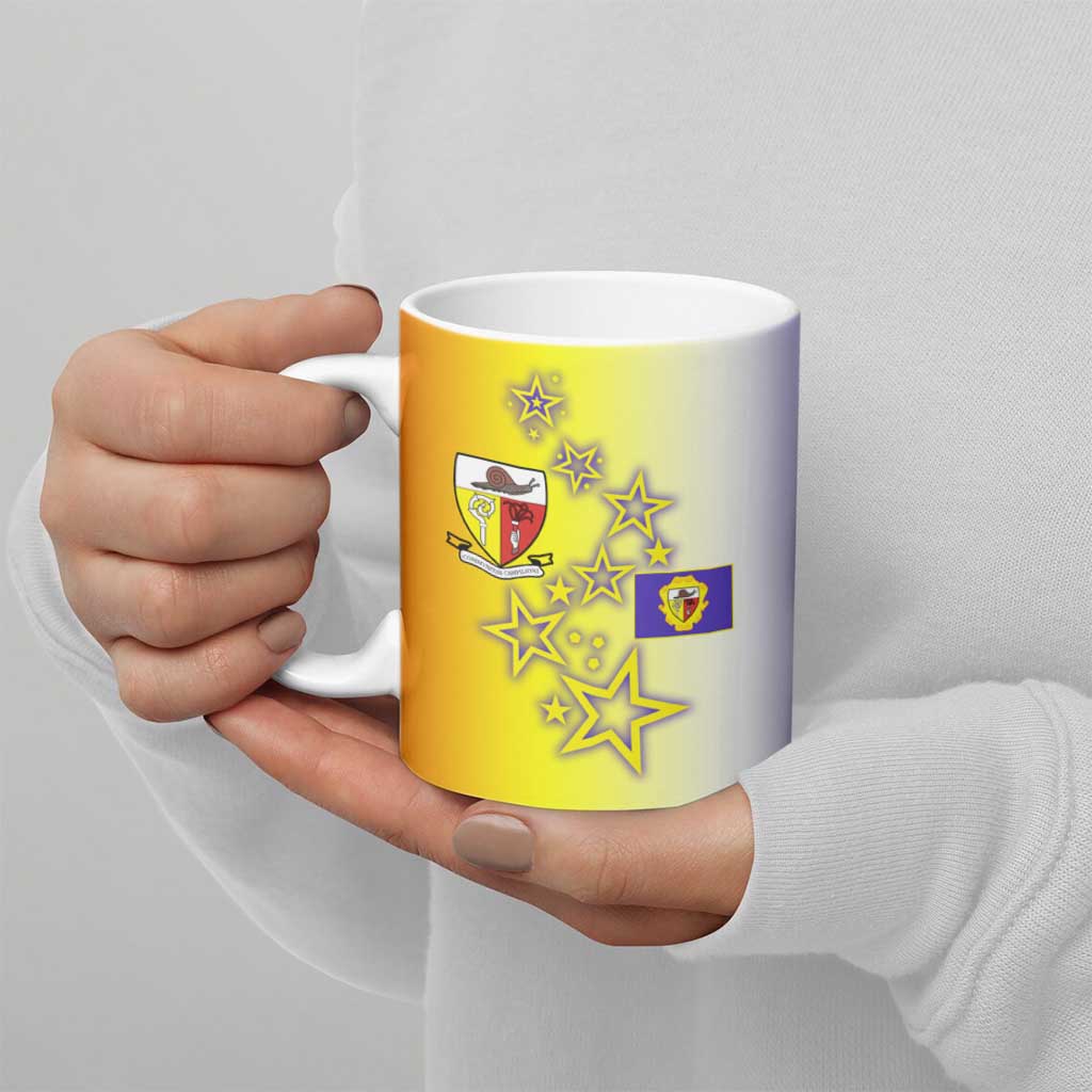 Campione d’Italia Ceramic Mug with Yellow Purple Star Design and Town Crest - Wonder Print Shop