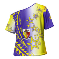 Campione d’Italia Cross Shoulder Shirt with Yellow Purple Star Design and Town Crest - Wonder Print Shop