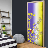 Campione d’Italia Door Cover with Yellow Purple Star Design and Town Crest - Wonder Print Shop