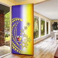 Campione d’Italia Door Cover with Yellow Purple Star Design and Town Crest - Wonder Print Shop