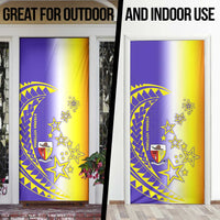 Campione d’Italia Door Cover with Yellow Purple Star Design and Town Crest - Wonder Print Shop