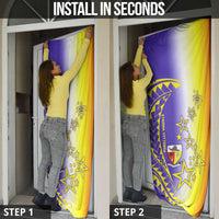 Campione d’Italia Door Cover with Yellow Purple Star Design and Town Crest - Wonder Print Shop